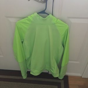 Lime Green under Amour sweatshirt